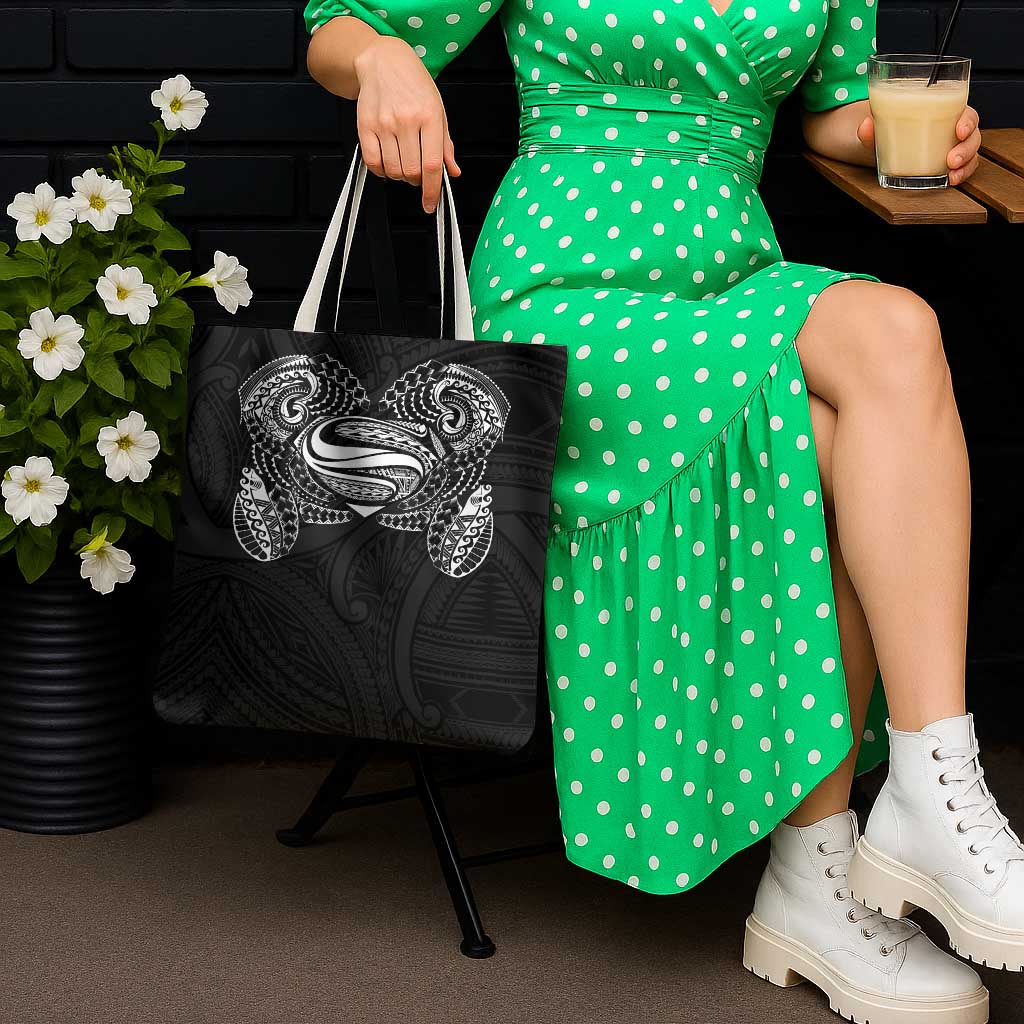 Super Samoan Traditional Tribal Art Tattoos Tote Bag Black Color - Polynesian Pride