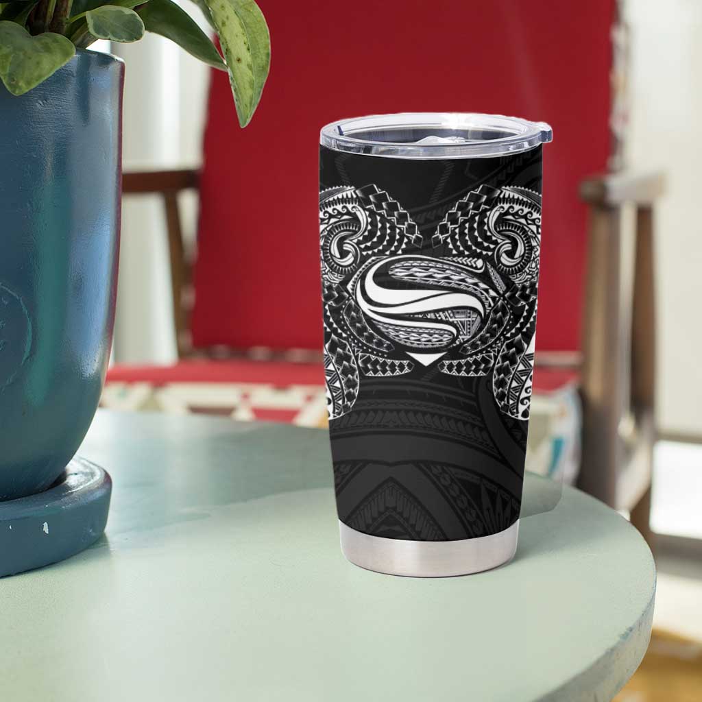 Super Samoan Traditional Tribal Art Tattoos Tumbler Cup Black Color - Polynesian Pride