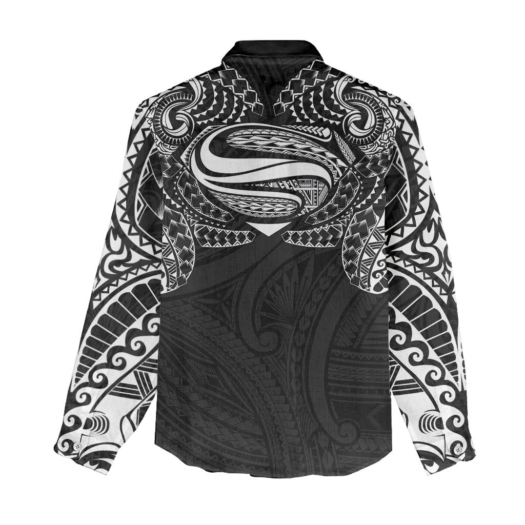 Super Samoan Traditional Tribal Art Tattoos Women Casual Shirt Black Color - Polynesian Pride