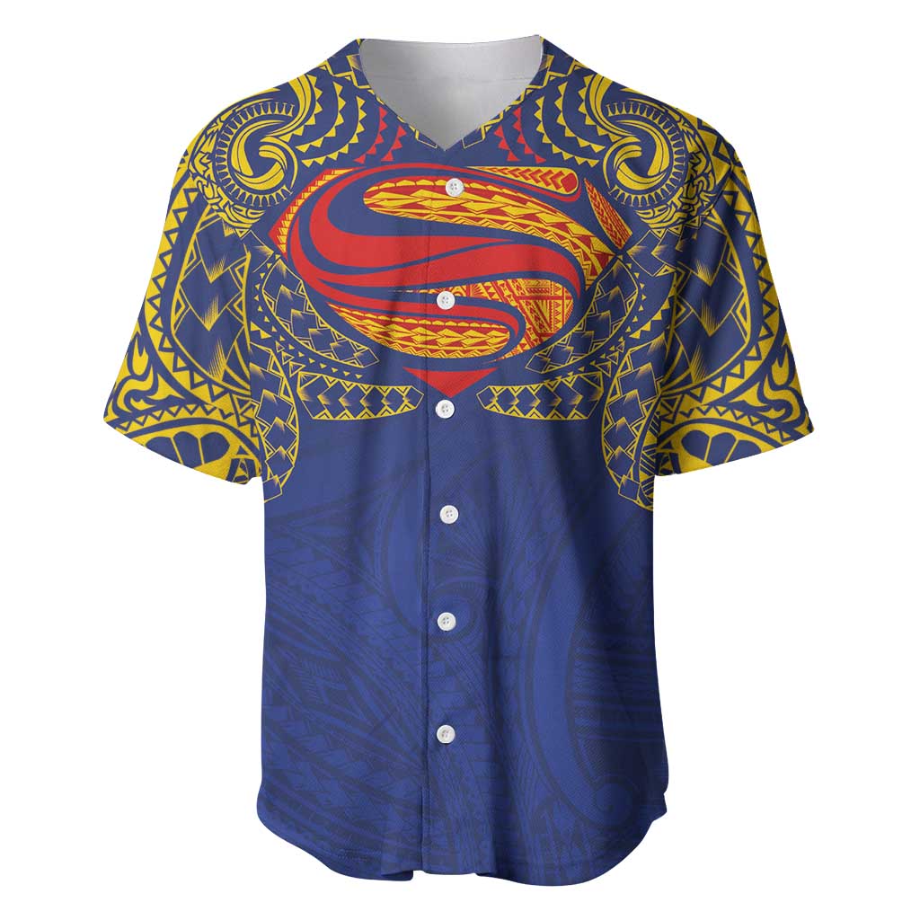 Super Samoan Traditional Tribal Art Tattoos Baseball Jersey Blue Color - Polynesian Pride