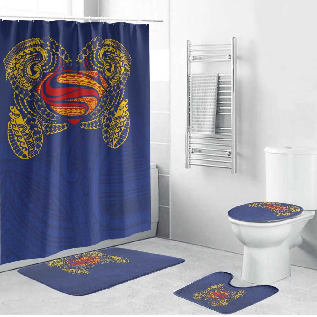 Super Samoan Traditional Tribal Art Tattoos Bathroom Set Blue Color - Polynesian Pride