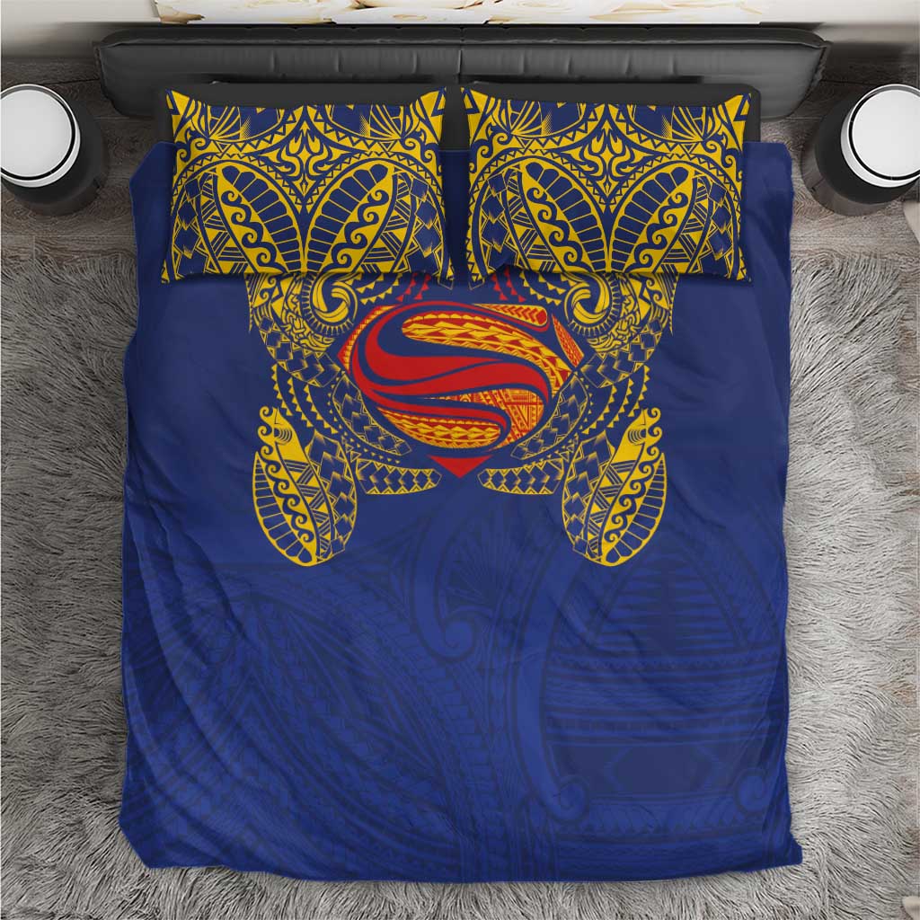 Super Samoan Traditional Tribal Art Tattoos Bedding Set Blue Color - Polynesian Pride