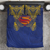 Super Samoan Traditional Tribal Art Tattoos Bedding Set Blue Color - Polynesian Pride