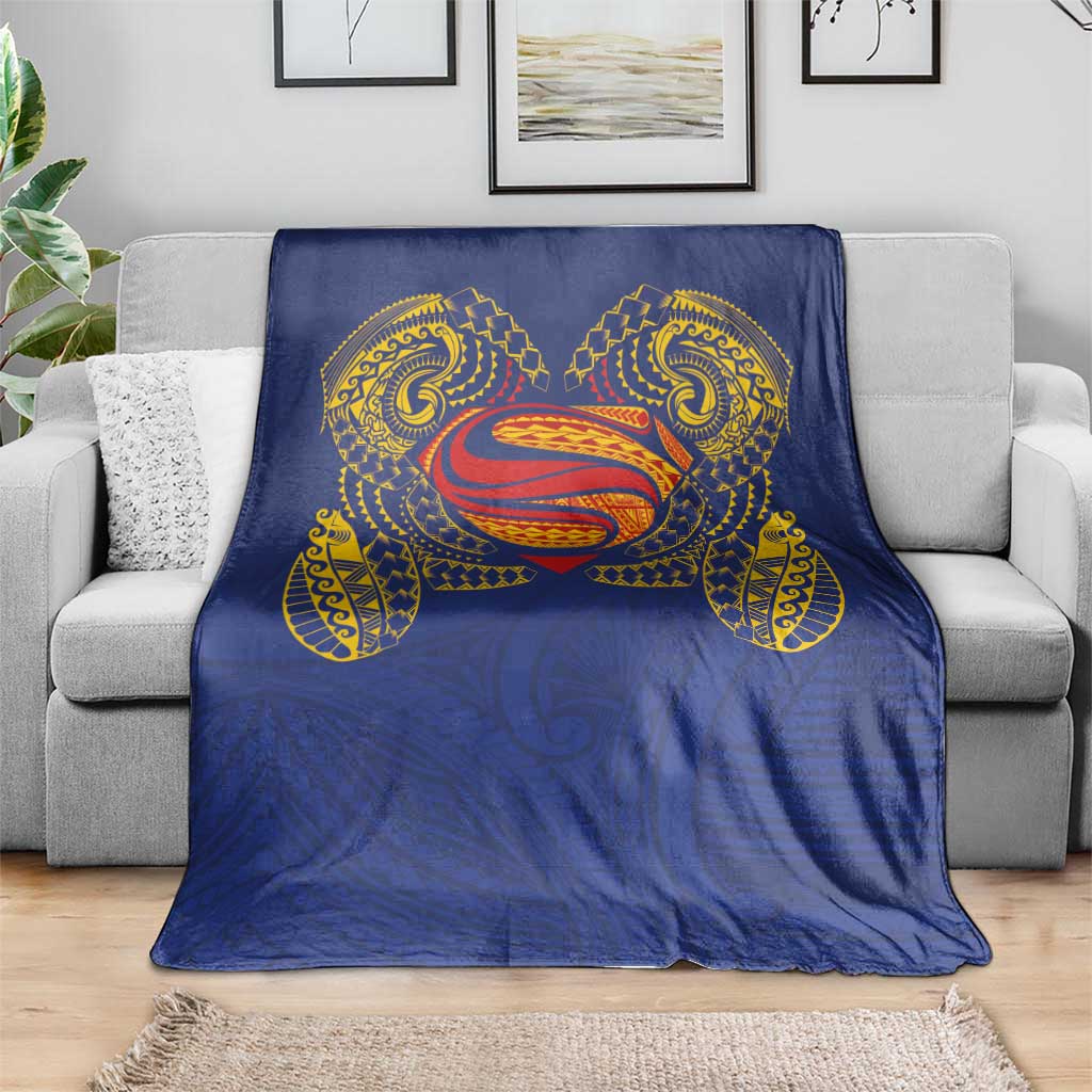 Super Samoan Traditional Tribal Art Tattoos Blanket Blue Color - Polynesian Pride