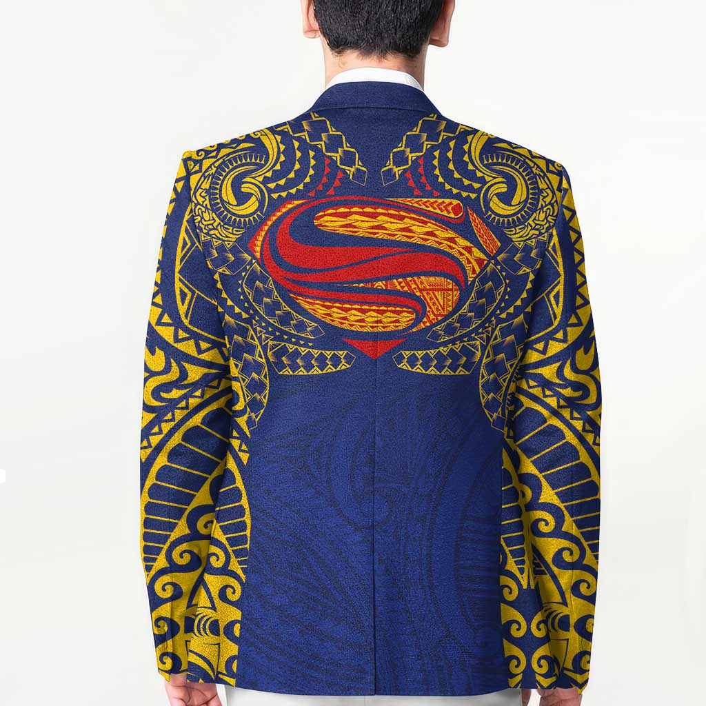 Super Samoan Traditional Tribal Art Tattoos Blazer Blue Color - Polynesian Pride
