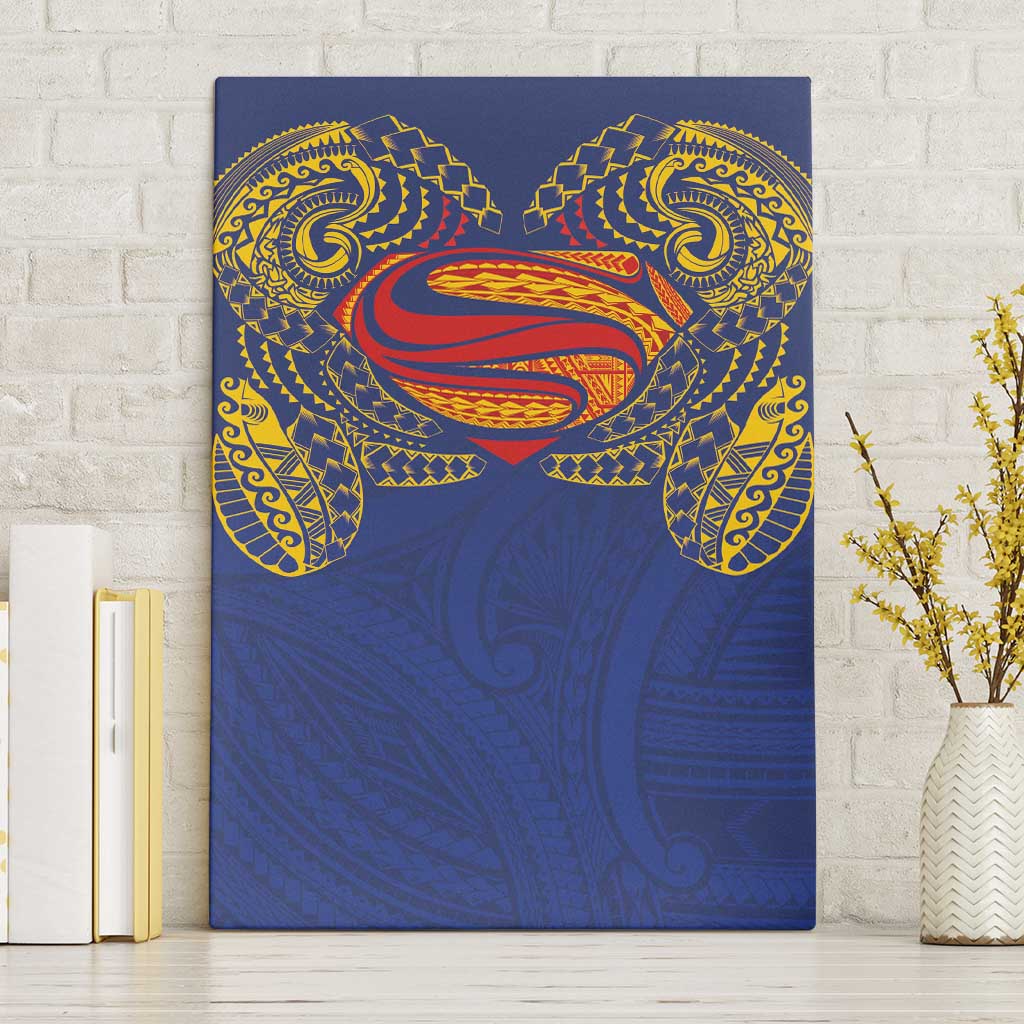 Super Samoan Traditional Tribal Art Tattoos Canvas Wall Art Blue Color - Polynesian Pride