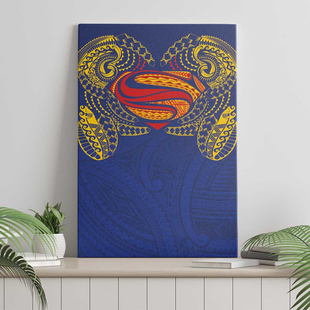 Super Samoan Traditional Tribal Art Tattoos Canvas Wall Art Blue Color - Polynesian Pride