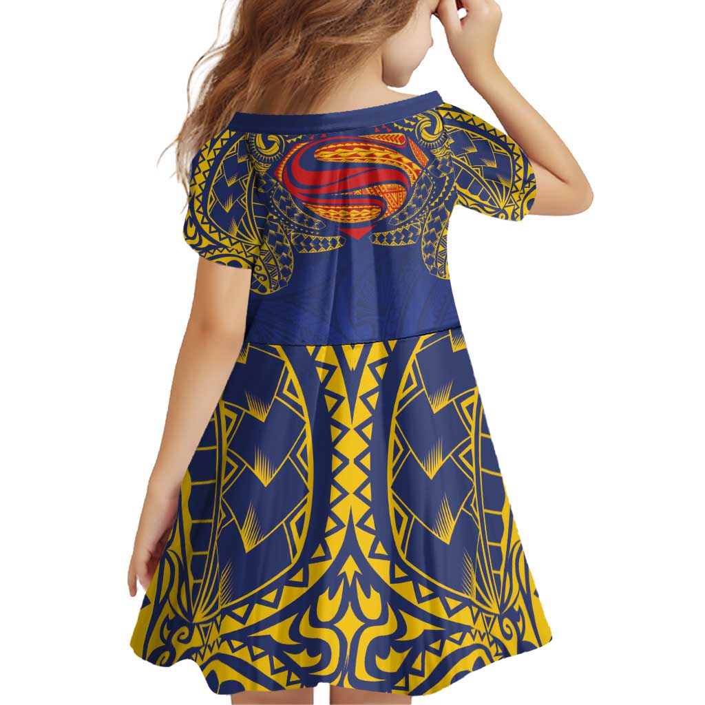Super Samoan Traditional Tribal Art Tattoos Family Matching Puletasi and Hawaiian Shirt Blue Color - Polynesian Pride