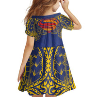 Super Samoan Traditional Tribal Art Tattoos Family Matching Puletasi and Hawaiian Shirt Blue Color - Polynesian Pride