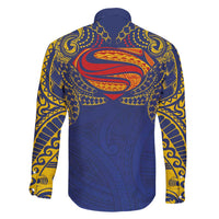 Super Samoan Traditional Tribal Art Tattoos Family Matching Puletasi and Hawaiian Shirt Blue Color - Polynesian Pride
