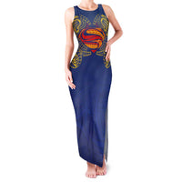 Super Samoan Traditional Tribal Art Tattoos Family Matching Tank Maxi Dress and Hawaiian Shirt Blue Color - Polynesian Pride