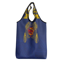 Super Samoan Traditional Tribal Art Tattoos Grocery Bag Blue Color - Polynesian Pride