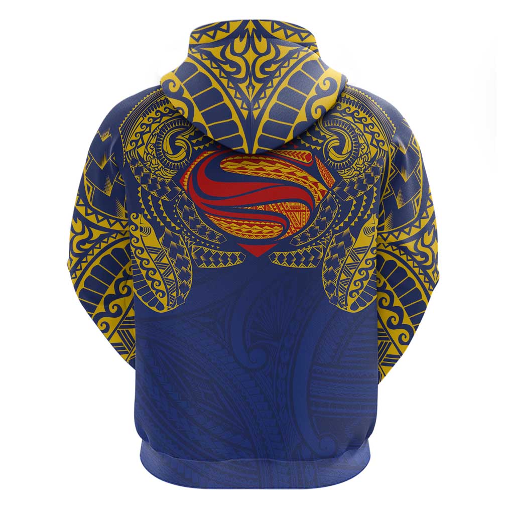 Super Samoan Traditional Tribal Art Tattoos Hoodie Blue Color - Polynesian Pride