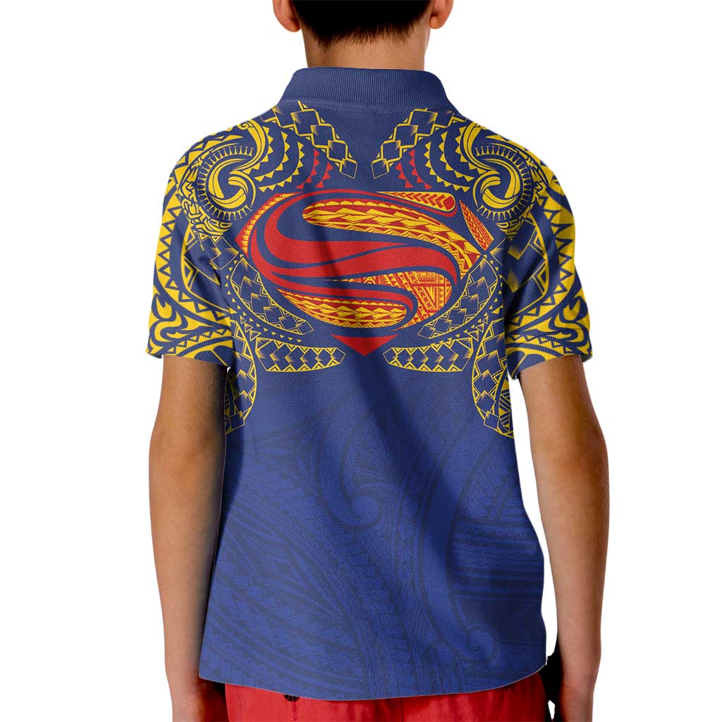 Super Samoan Traditional Tribal Art Tattoos Kid Polo Shirt Blue Color LT03 - Polynesian Pride