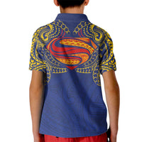 Super Samoan Traditional Tribal Art Tattoos Kid Polo Shirt Blue Color LT03 - Polynesian Pride