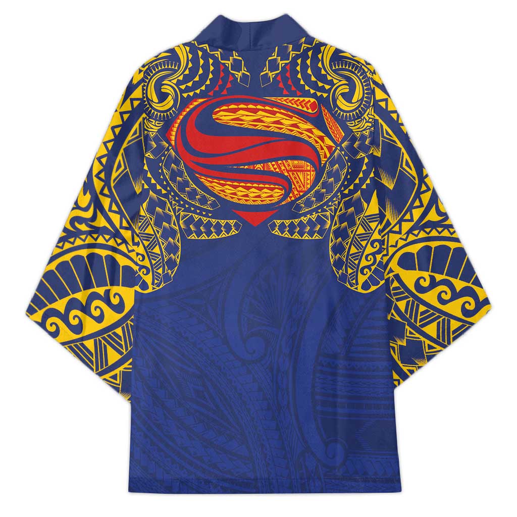 Super Samoan Traditional Tribal Art Tattoos Kimono Blue Color - Polynesian Pride