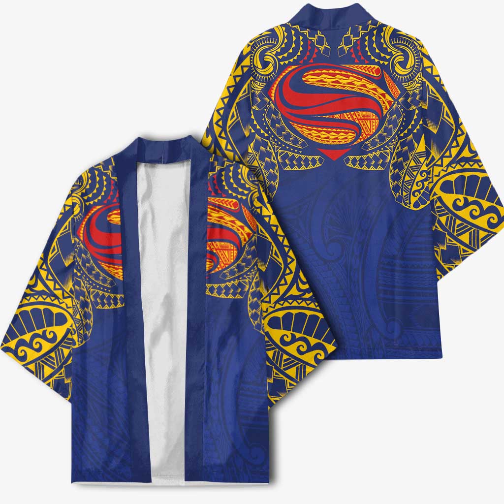 Super Samoan Traditional Tribal Art Tattoos Kimono Blue Color - Polynesian Pride