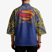 Super Samoan Traditional Tribal Art Tattoos Kimono Blue Color - Polynesian Pride