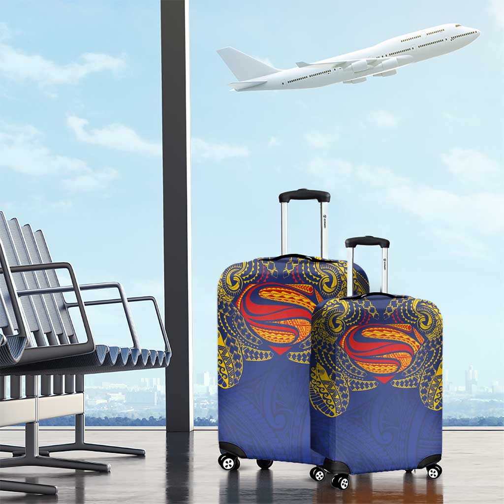 Super Samoan Traditional Tribal Art Tattoos Luggage Cover Blue Color - Polynesian Pride