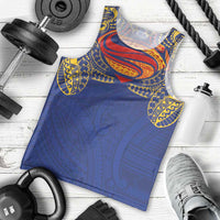Super Samoan Traditional Tribal Art Tattoos Men Tank Top Blue Color - Polynesian Pride