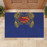 Super Samoan Traditional Tribal Art Tattoos Rubber Doormat Blue Color LT03 Blue - Polynesian Pride
