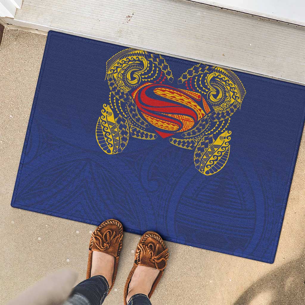 Super Samoan Traditional Tribal Art Tattoos Rubber Doormat Blue Color LT03 - Polynesian Pride