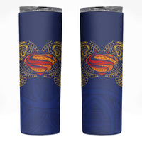Super Samoan Traditional Tribal Art Tattoos Skinny Tumbler Blue Color - Polynesian Pride
