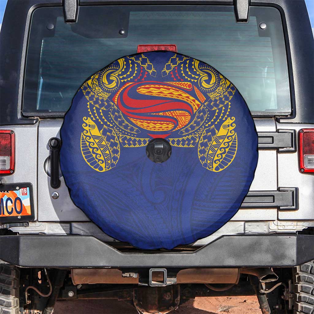 Super Samoan Traditional Tribal Art Tattoos Spare Tire Cover Blue Color - Polynesian Pride