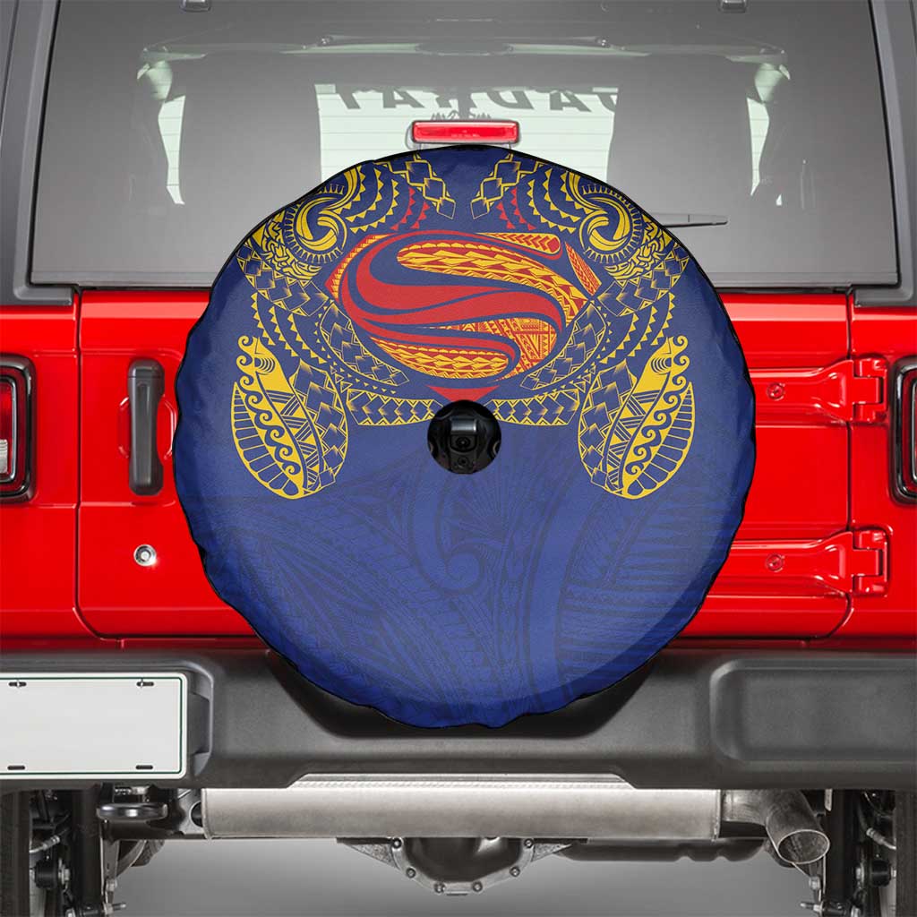 Super Samoan Traditional Tribal Art Tattoos Spare Tire Cover Blue Color - Polynesian Pride