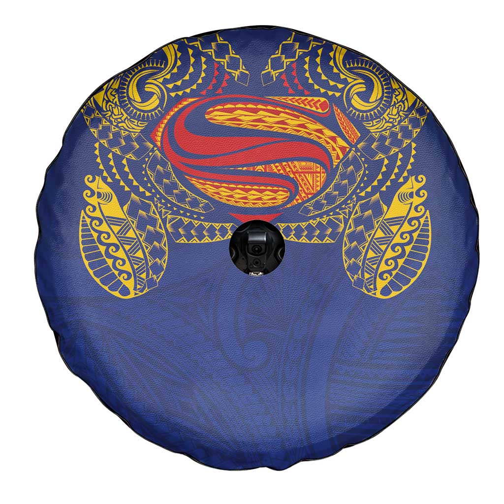 Super Samoan Traditional Tribal Art Tattoos Spare Tire Cover Blue Color - Polynesian Pride