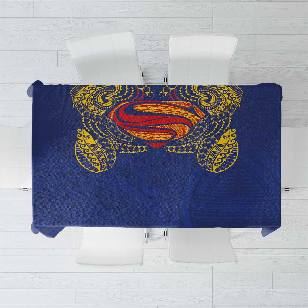 Super Samoan Traditional Tribal Art Tattoos Tablecloth Blue Color - Polynesian Pride