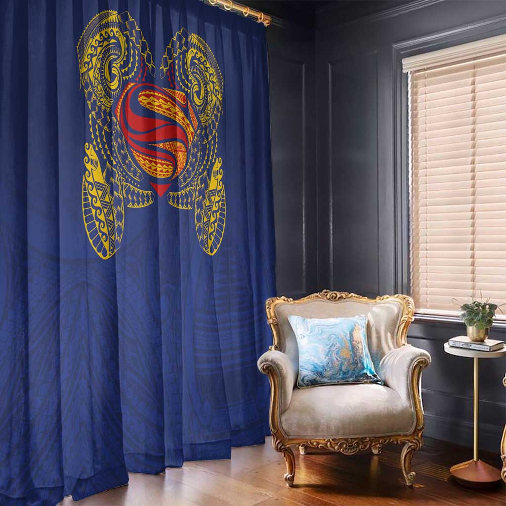 Super Samoan Traditional Tribal Art Tattoos Window Curtain Blue Color - Polynesian Pride