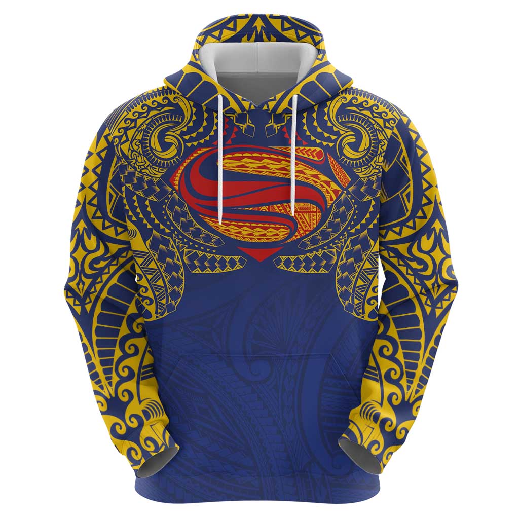 Super Samoan Traditional Tribal Art Tattoos Zip Hoodie Blue Color - Polynesian Pride