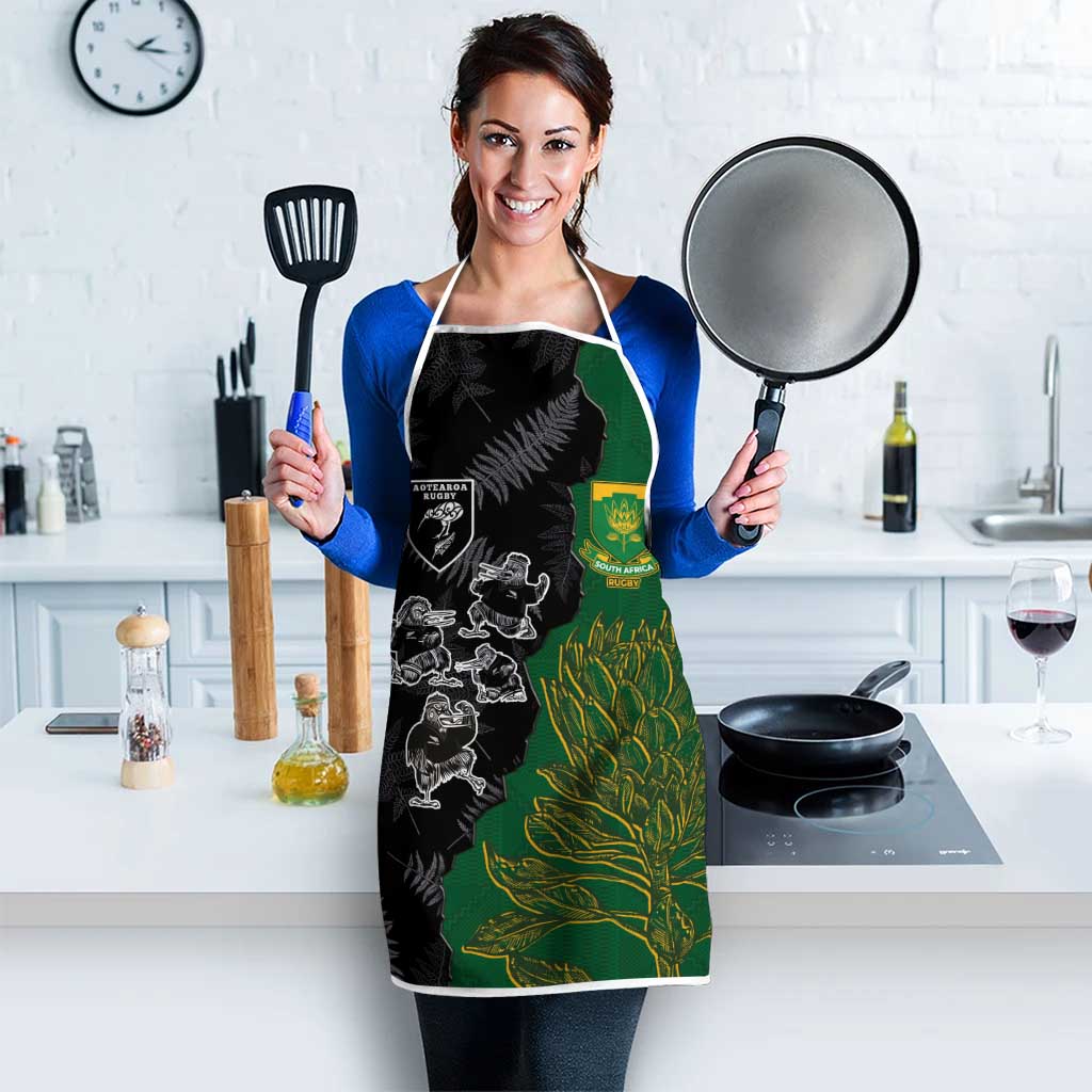 Aotearoa South Africa Rugby Freedom Cup Apron Kiwi Warriors Haka with King Protea Symbol LT03 - Polynesian Pride