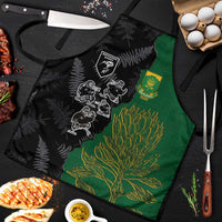 Aotearoa South Africa Rugby Freedom Cup Apron Kiwi Warriors Haka with King Protea Symbol LT03 Green - Polynesian Pride