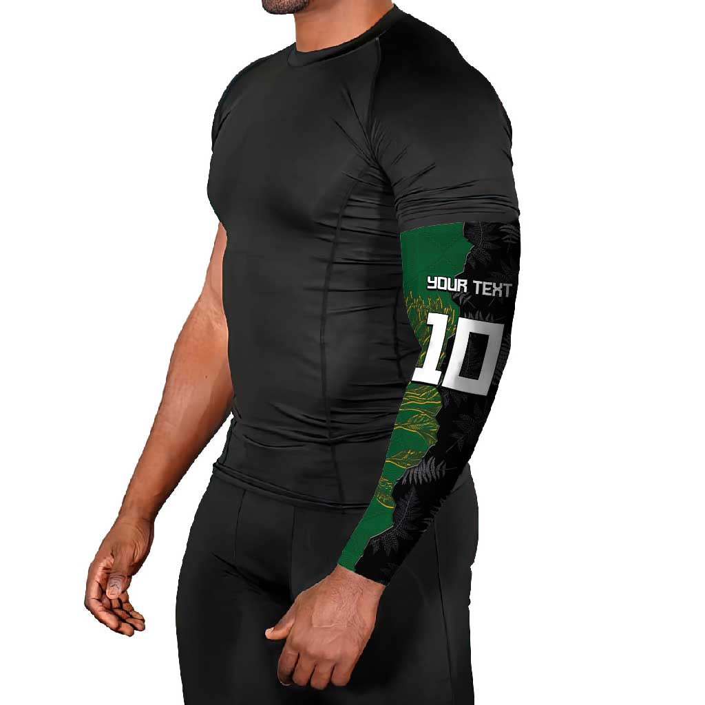 Custom Aotearoa South Africa Rugby Freedom Cup Arm Sleeves Kiwi Warriors Haka with King Protea Symbol - Polynesian Pride