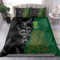 Aotearoa South Africa Rugby Freedom Cup Bedding Set Kiwi Warriors Haka with King Protea Symbol LT03 - Polynesian Pride