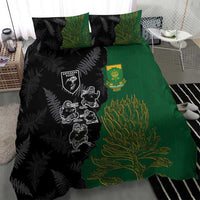 Aotearoa South Africa Rugby Freedom Cup Bedding Set Kiwi Warriors Haka with King Protea Symbol LT03 - Polynesian Pride