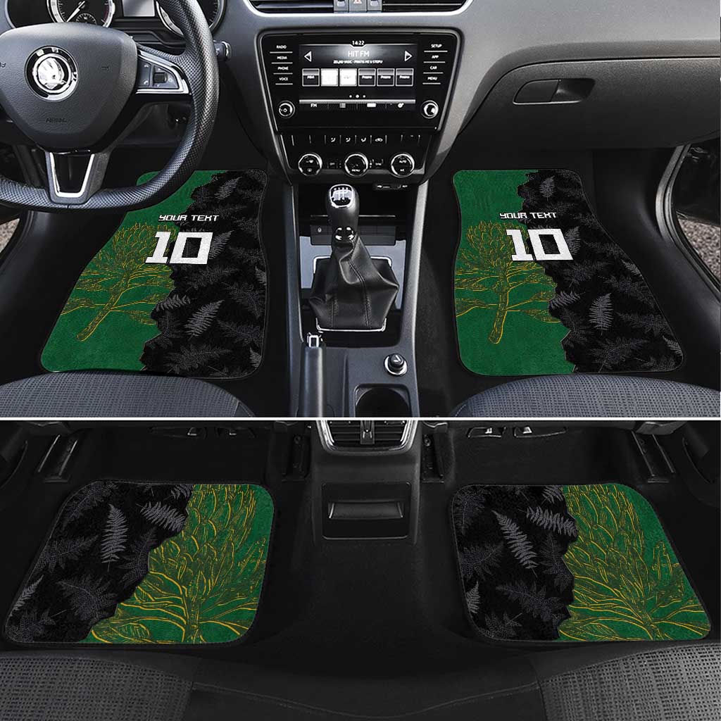 Aotearoa South Africa Rugby Freedom Cup Car Mats Kiwi Warriors Haka with King Protea Symbol - Polynesian Pride
