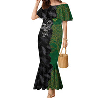 Custom Aotearoa South Africa Rugby Freedom Cup Family Matching Mermaid Dress and Hawaiian Shirt Kiwi Warriors Haka with King Protea Symbol - Polynesian Pride