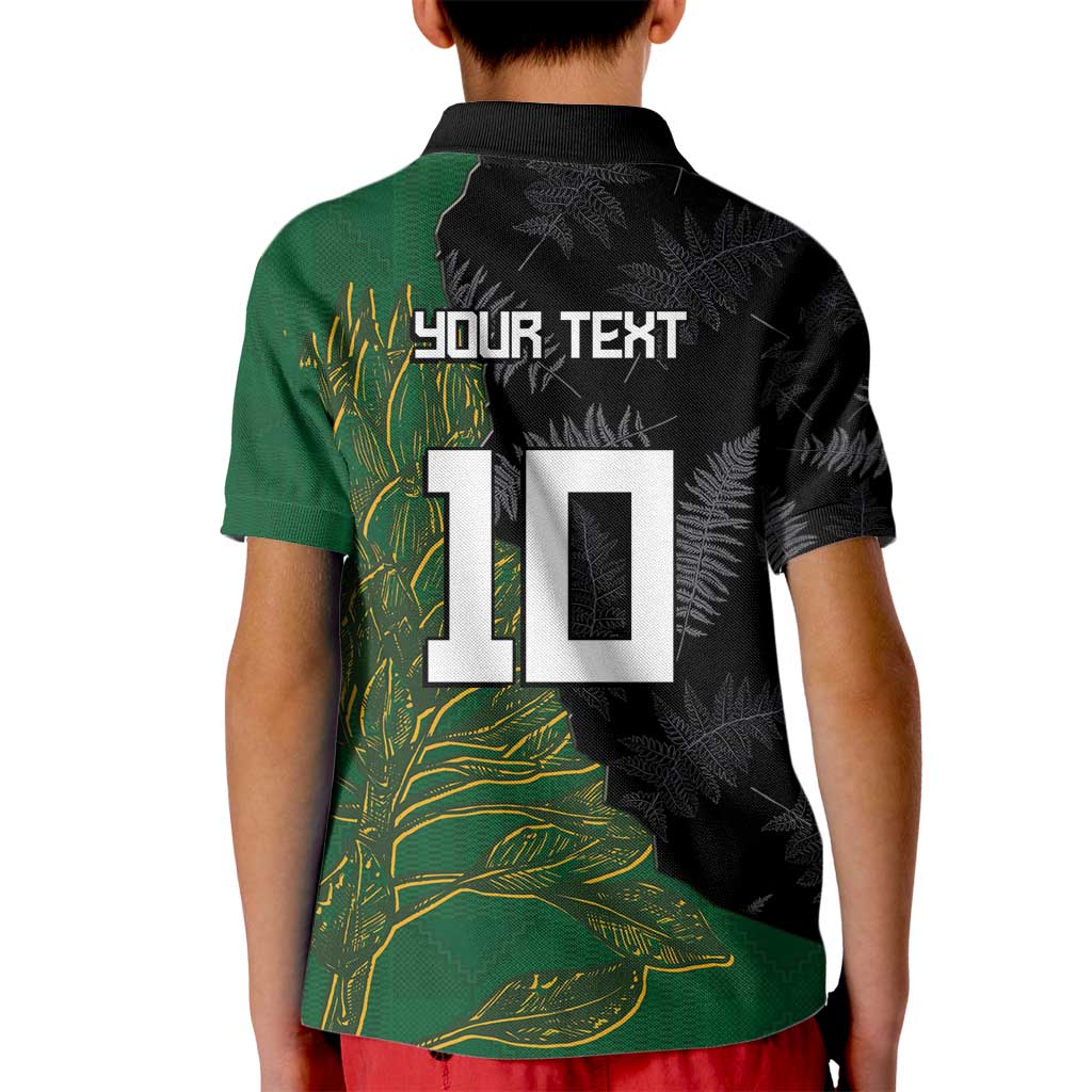 Custom Aotearoa South Africa Rugby Freedom Cup Kid Polo Shirt Kiwi Warriors Haka with King Protea Symbol - Polynesian Pride