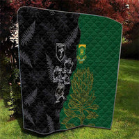 Aotearoa South Africa Rugby Freedom Cup Quilt Kiwi Warriors Haka with King Protea Symbol - Polynesian Pride