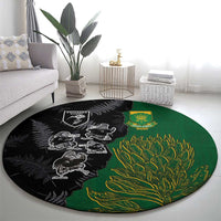 Aotearoa South Africa Rugby Freedom Cup Round Carpet Kiwi Warriors Haka with King Protea Symbol LT03 - Polynesian Pride