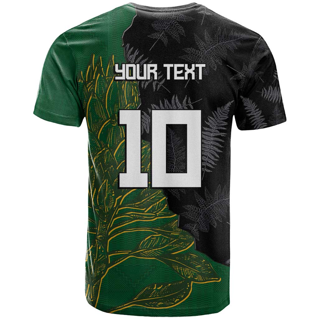 Custom Aotearoa South Africa Rugby Freedom Cup T Shirt Kiwi Warriors Haka with King Protea Symbol - Polynesian Pride