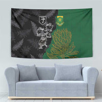 Aotearoa South Africa Rugby Freedom Cup Tapestry Kiwi Warriors Haka with King Protea Symbol LT03 - Polynesian Pride