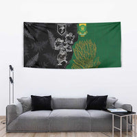 Aotearoa South Africa Rugby Freedom Cup Tapestry Kiwi Warriors Haka with King Protea Symbol LT03 - Polynesian Pride