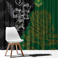 Aotearoa South Africa Rugby Freedom Cup Window Curtain Kiwi Warriors Haka with King Protea Symbol LT03 - Polynesian Pride