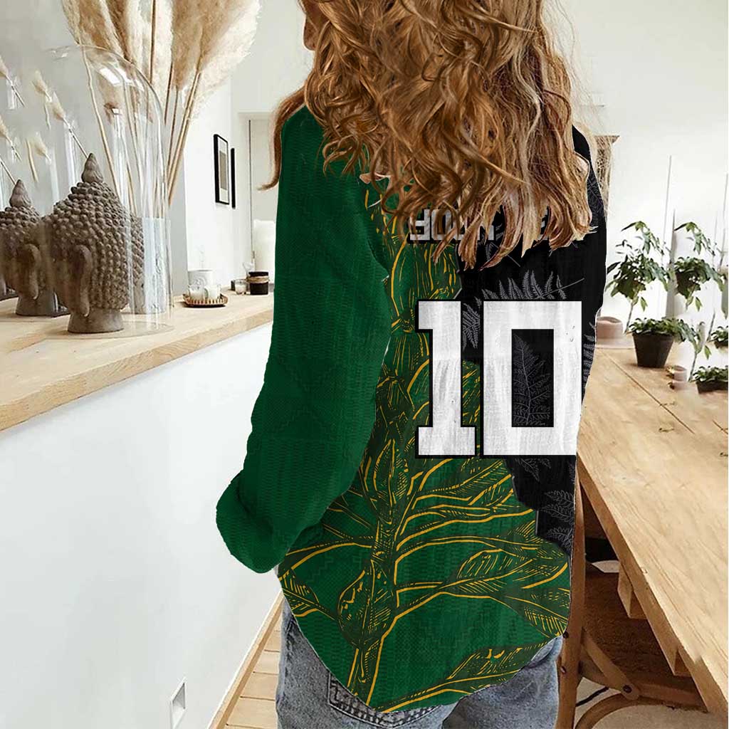 Custom Aotearoa South Africa Rugby Freedom Cup Women Casual Shirt Kiwi Warriors Haka with King Protea Symbol - Polynesian Pride