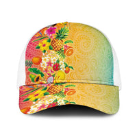 Hawaiian Tropical Fruits and Plants Baseball Net Cap Kakau Pattern Summer Vibe