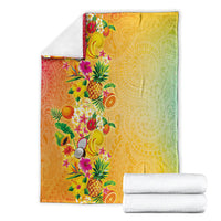 Hawaiian Tropical Fruits and Plants Blanket Kakau Pattern Summer Vibe